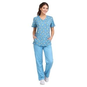 SB Scrubs turquoise evil eye scrub set size S